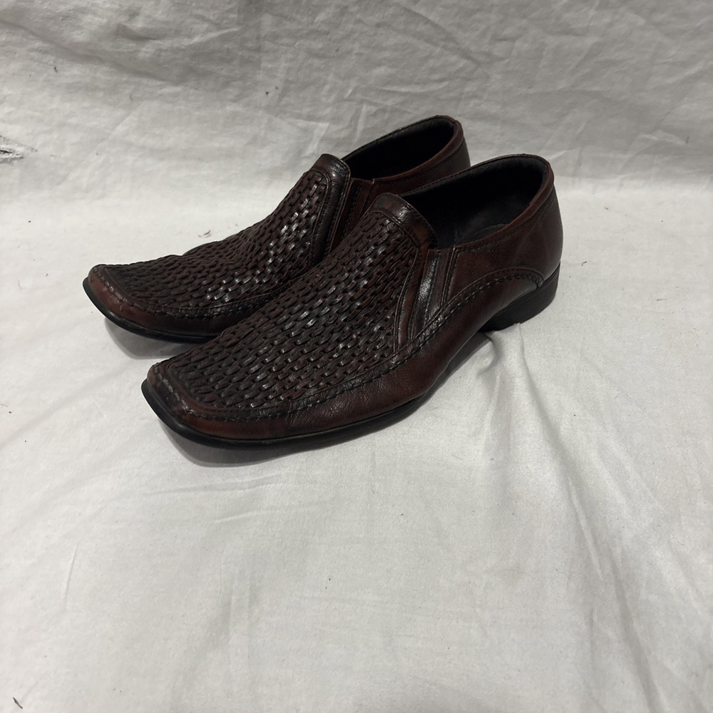 Kenneth Cole Reaction Mens Shoes Brown Weave Size 10m Dress Slip On